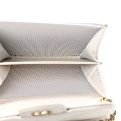 Chanel Caviar Quilted Flap Card Holder On Chain White 5 of 11