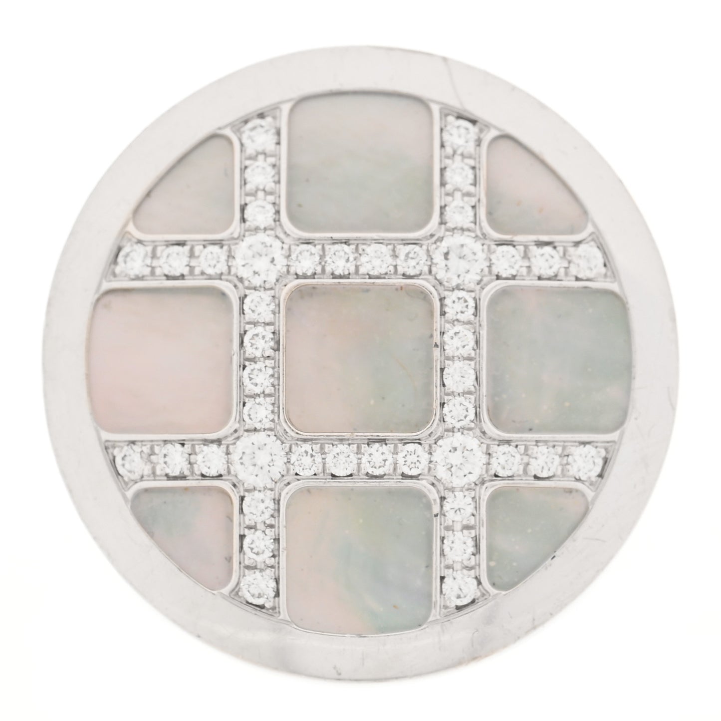 18K White Gold Diamond Mother of Pearl Pasha De Cartier Ring 52 6