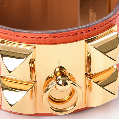 Hermes Matte Alligator Collier De Chien CDC Bracelet S Orange Poppy 9 of 10