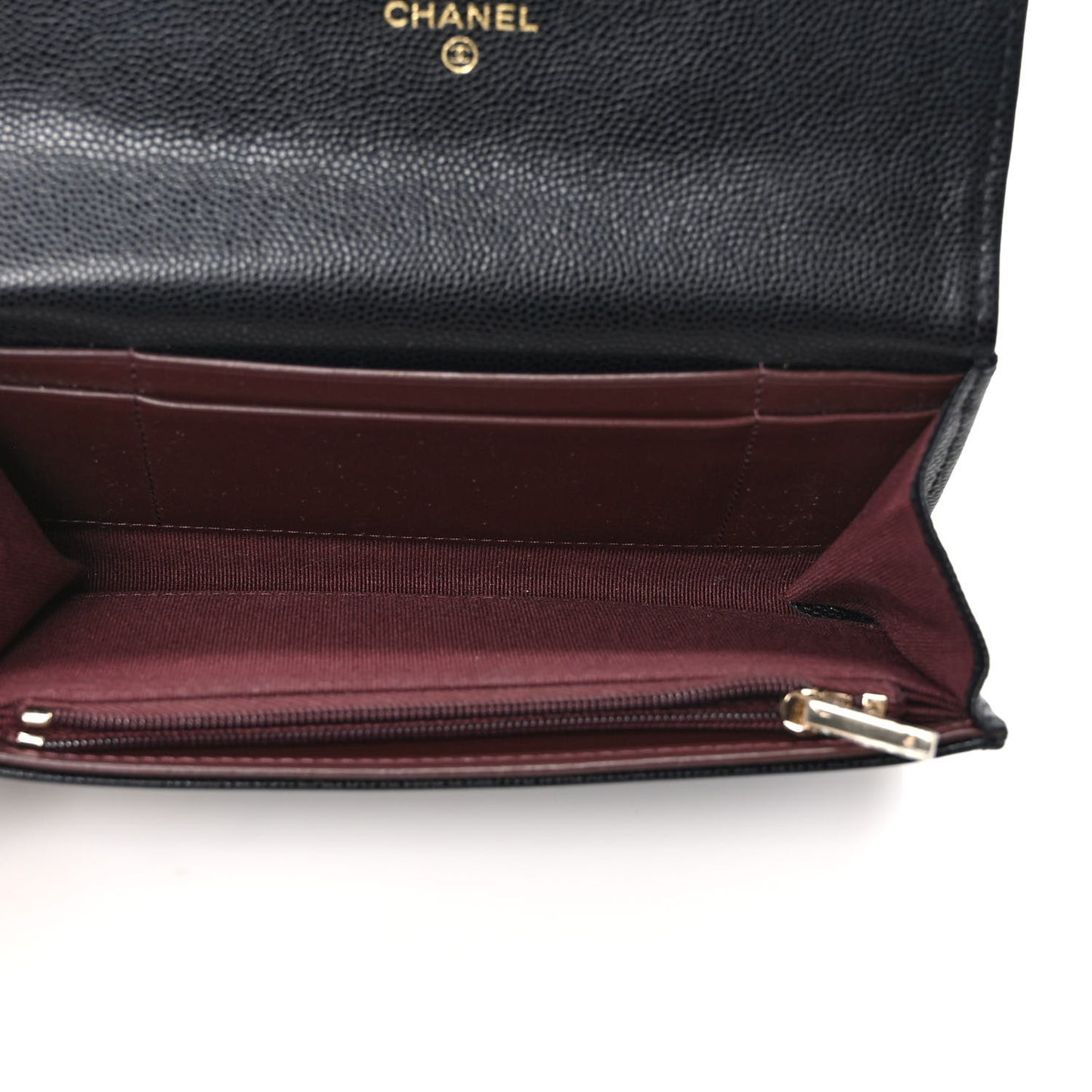 Caviar Quilted Medium Gusset Flap Wallet Black