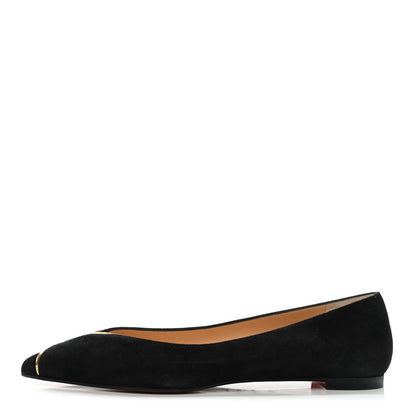 Christian Louboutin Suede Specchio CL Pump Flats 36.5 Black Gold 1 of 8