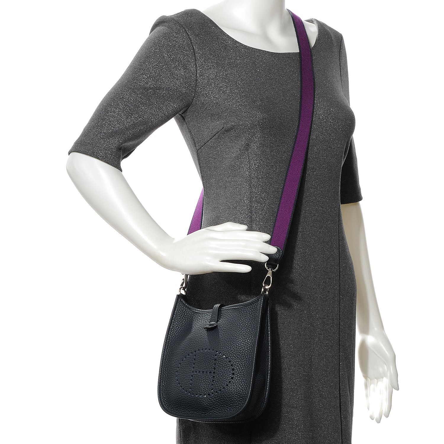 Hermes Taurillon Clemence Evelyne TPM Bleu Obscur 2 of 8