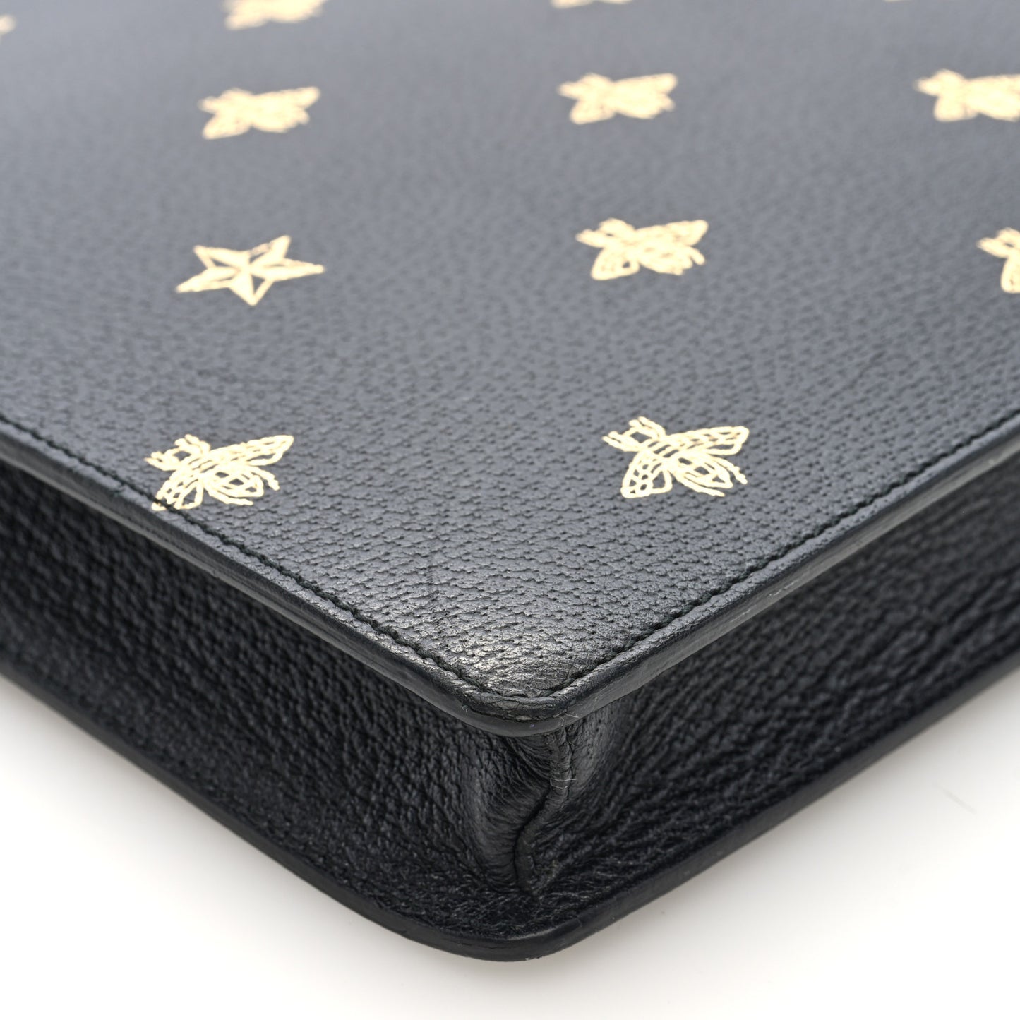 Grained Calfskin Bee Star Messenger Black