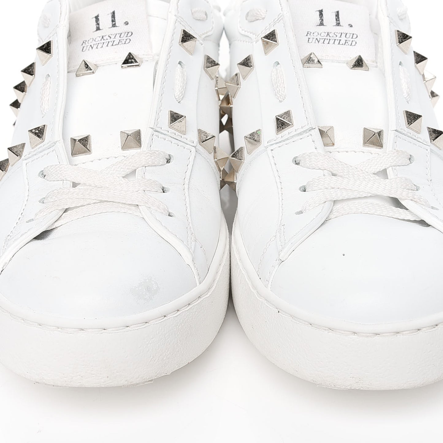 Calfskin Rockstud Untitled Open Sneakers 38 White