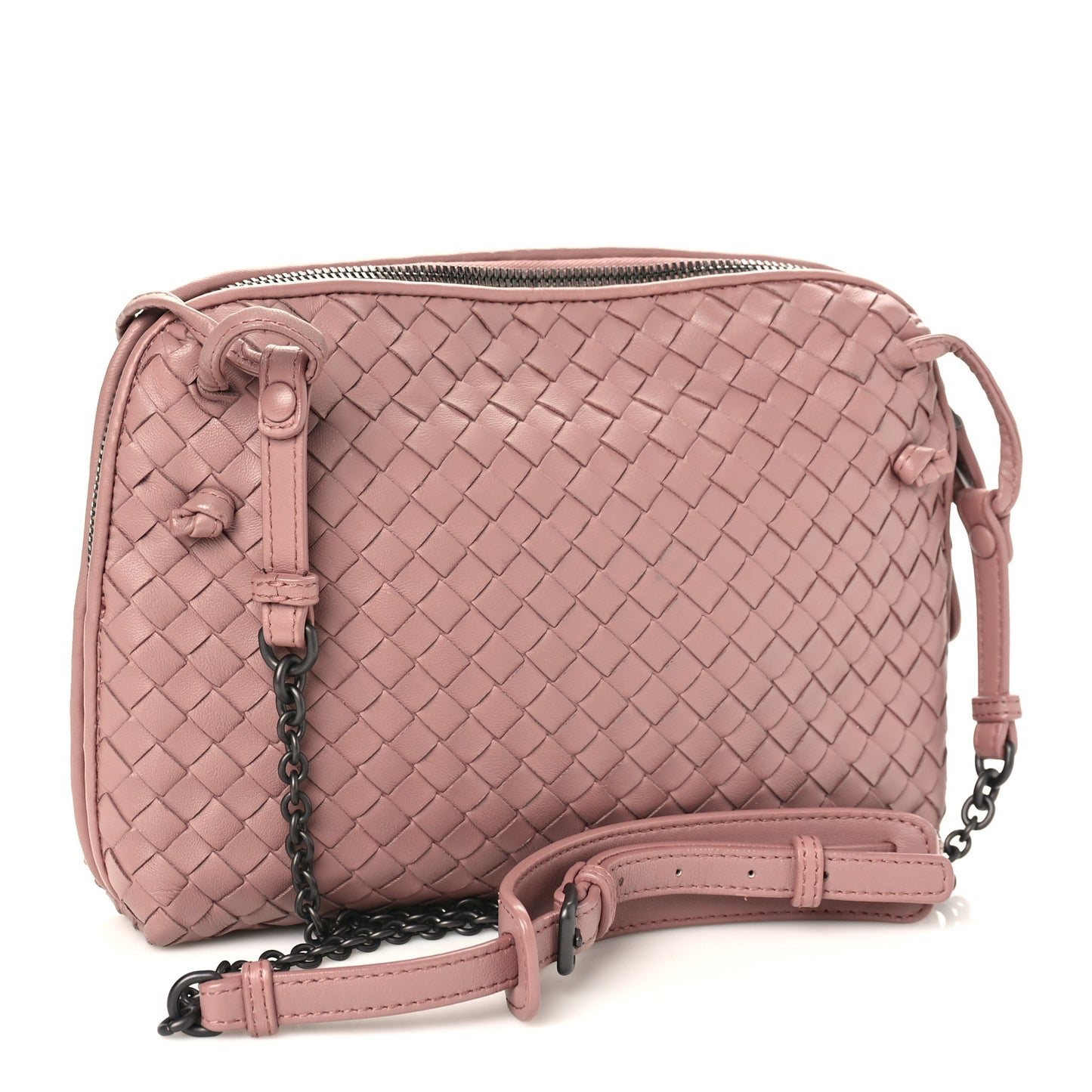 Nappa Intrecciato Nodini Crossbody Messenger Deco Rose
