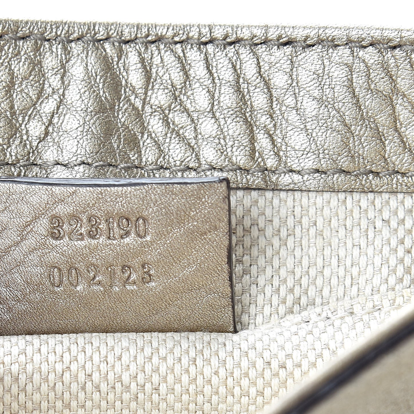 Metallic Pebbled Calfskin Small Soho Flap Crossbody Golden Beige