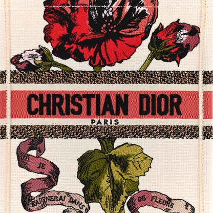 Christian Dior Canvas Embroidered Vertical Fleurs Bibliques Book Tote Latte Multicolor 8 of 10