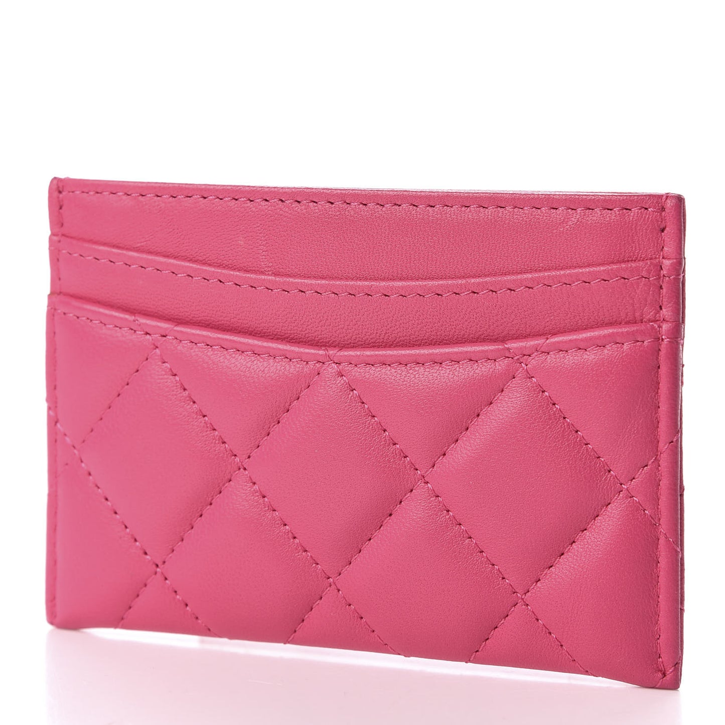 Lambskin Quilted Card Holder Pink