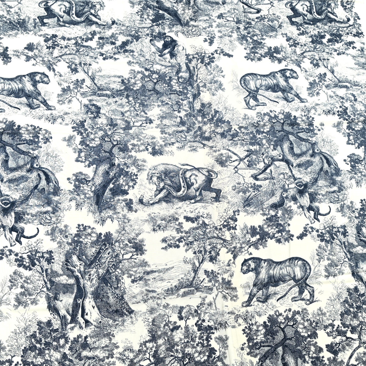Christian Dior Wool Cashmere Silk Toile De Jouy Stole Blue 3 of 4