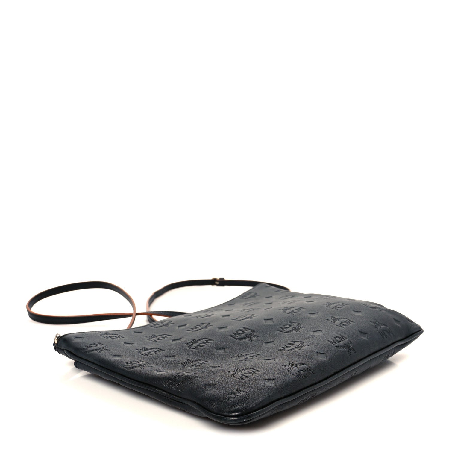 MCM Calfskin Ottomar Monogram Medium Crossbody Pouch Black 4 of 11