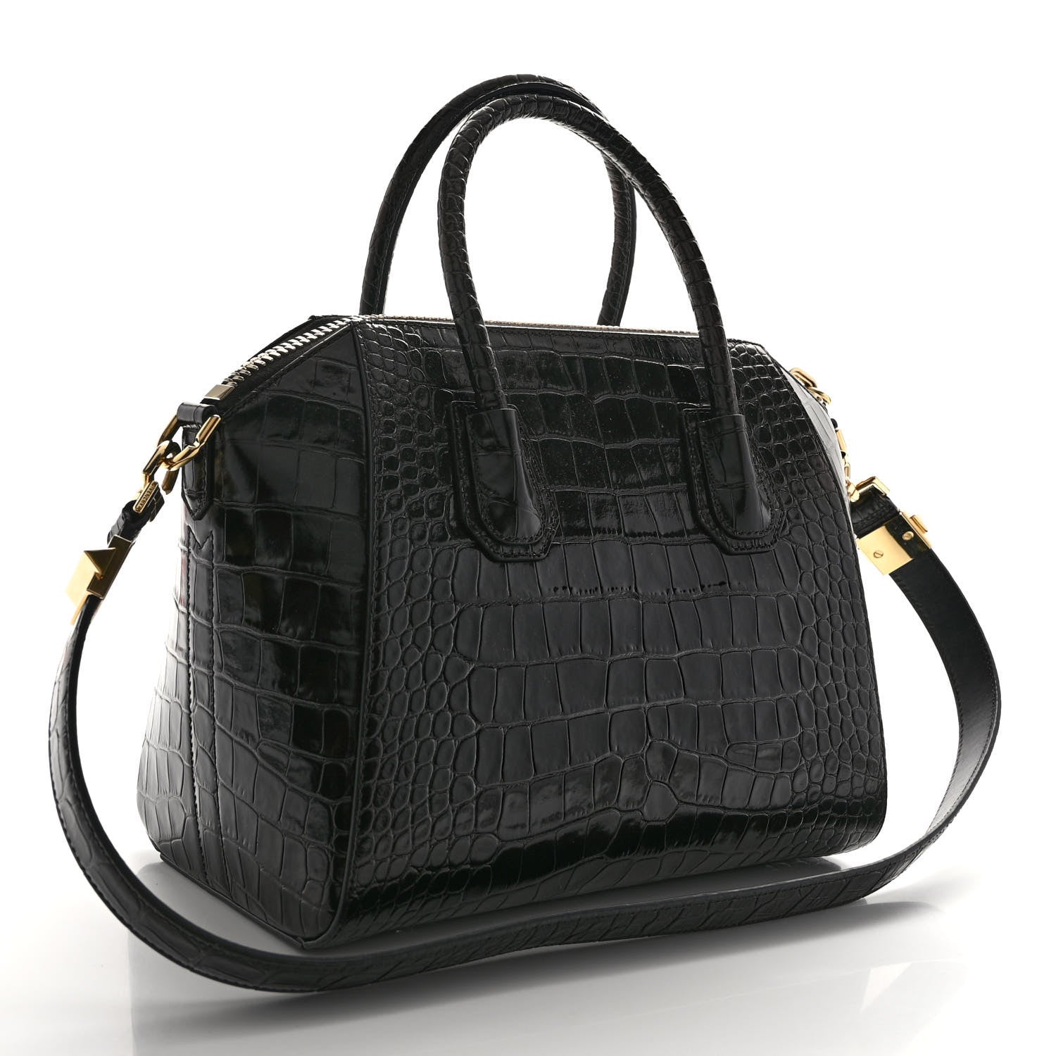 Givenchy Calfskin Crocodile Embossed Small Antigona Black 3 of 9