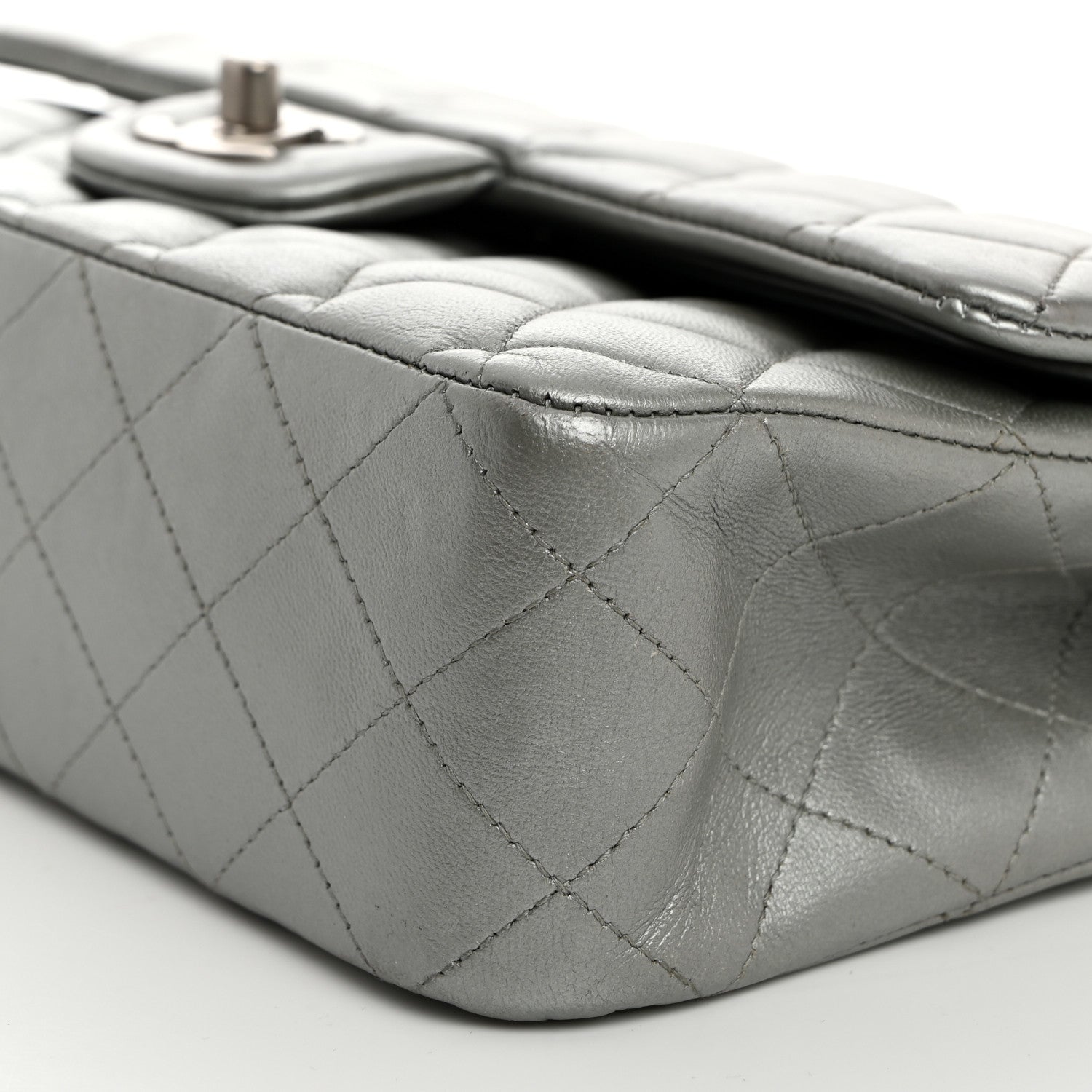 Chanel Metallic Lambskin Quilted Medium Double Flap Silver 10 of 10