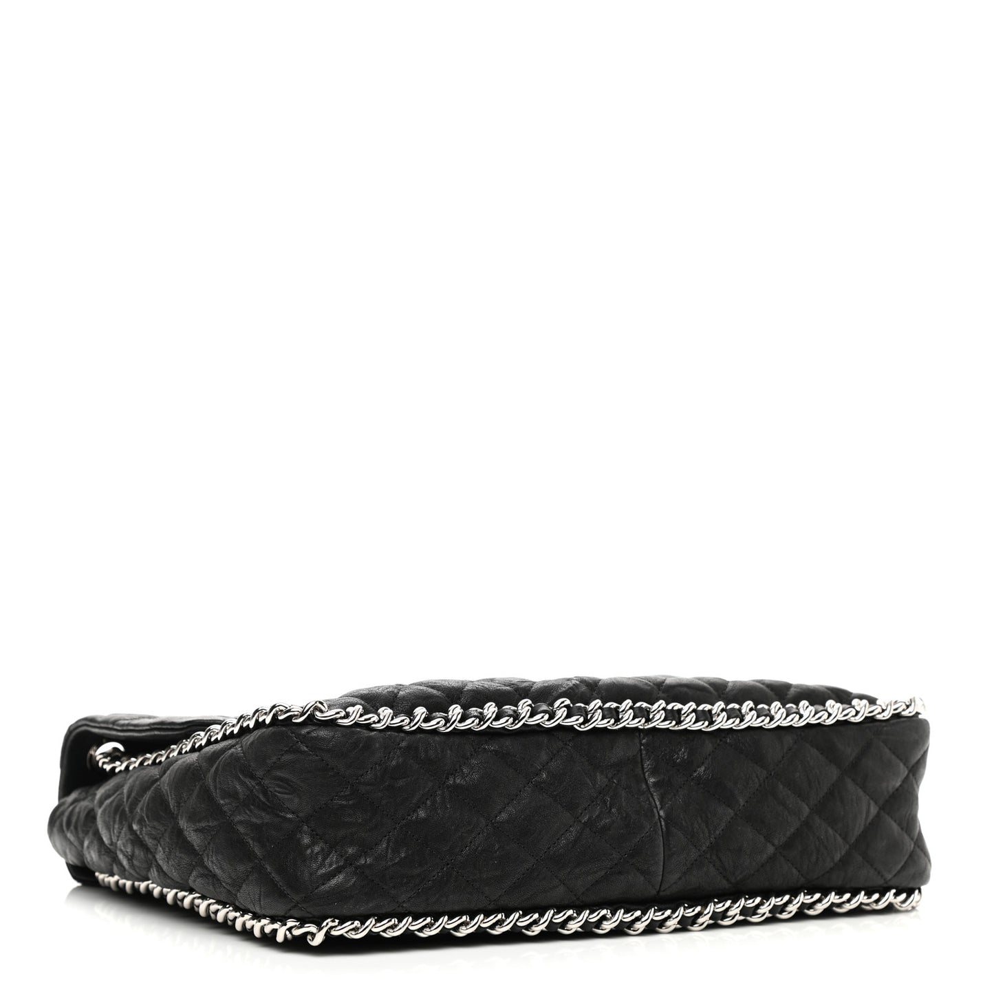 Washed Lambskin Quilted Maxi Chain Around Flap Black