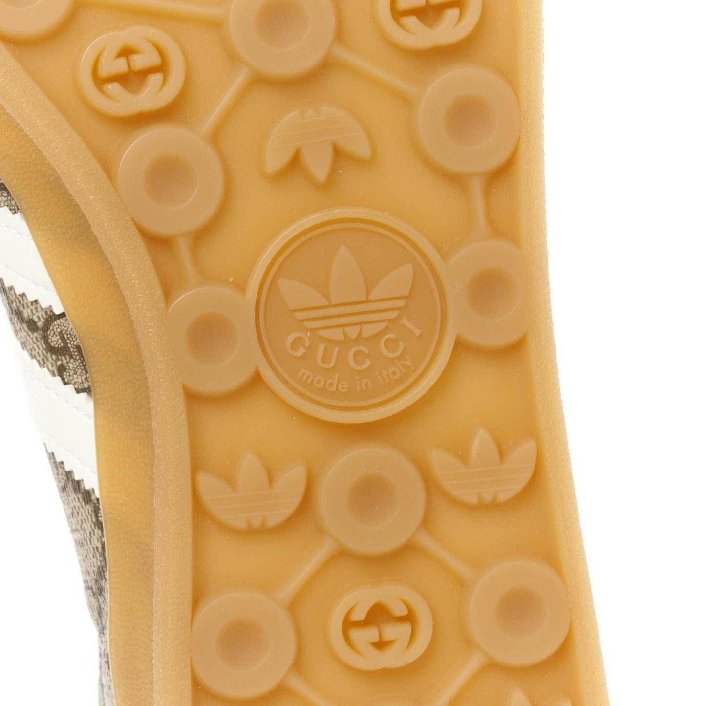 X ADIDAS GG Supreme Monogram Mens Gazelle Sneakers 10.5 Beige Ebony Off White New Shamarock
