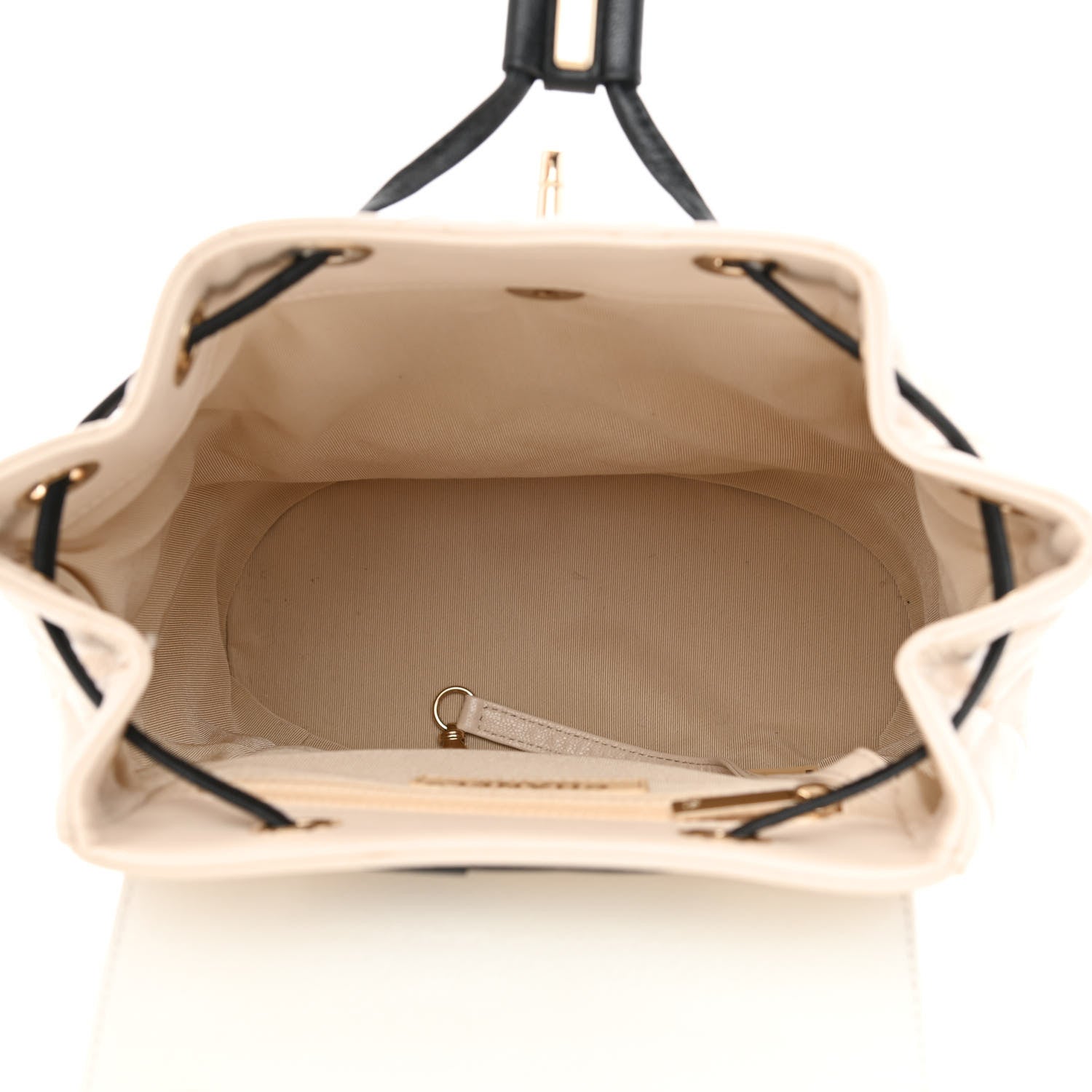 Chanel Goatskin Quilted Duma Drawstring Backpack Beige Black White 5 of 10