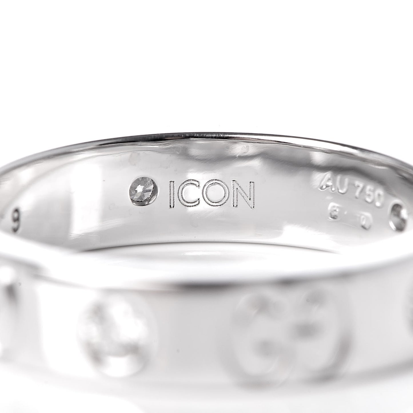 18K White Gold Diamond Icon Thin Band Ring 49 4.75