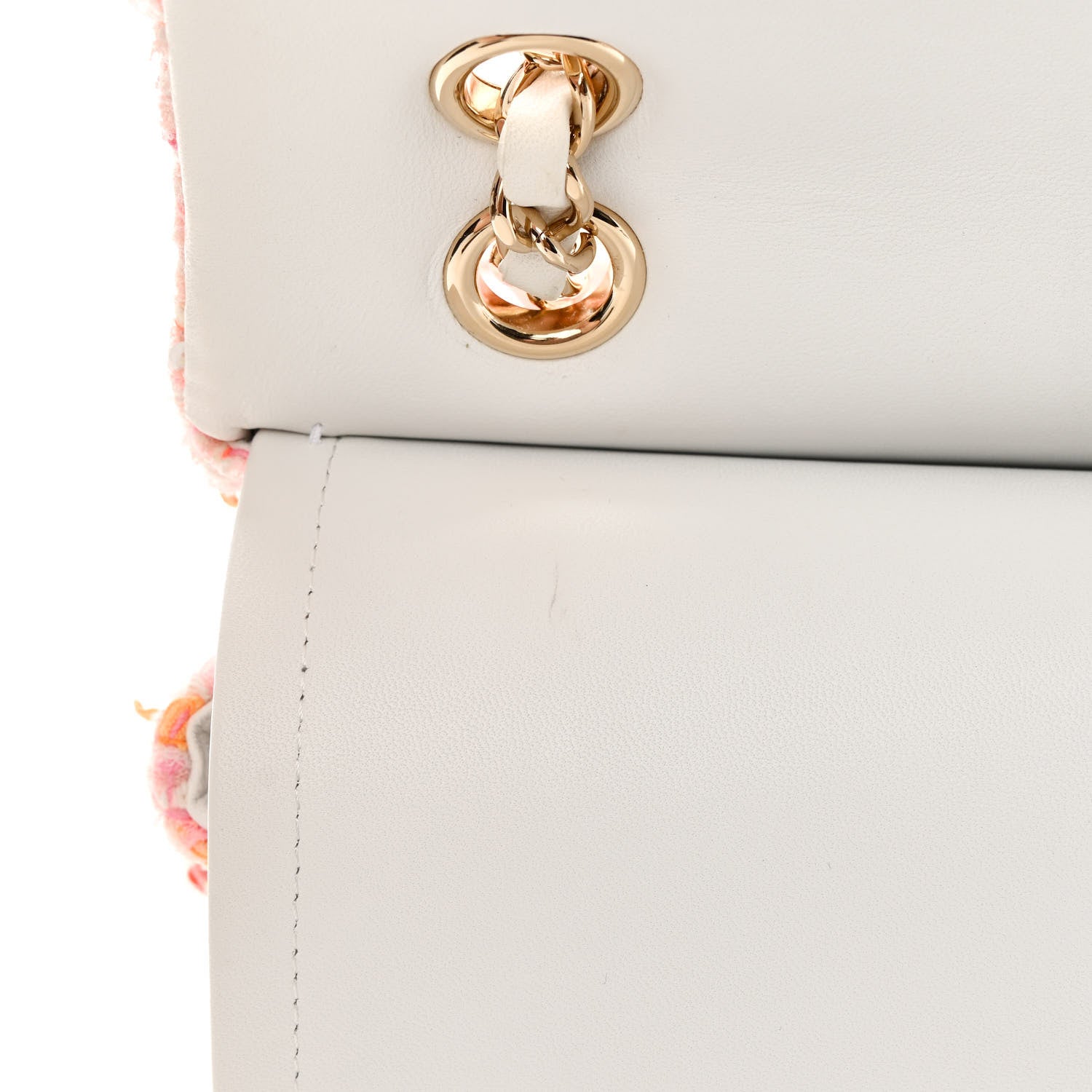 Chanel Tweed Braid Sequin Medium Double Flap White Pink Orange 11 of 13