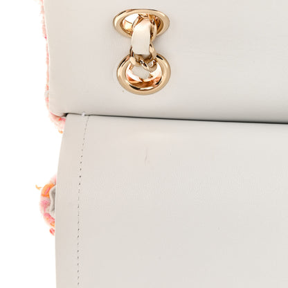 Chanel Tweed Braid Sequin Medium Double Flap White Pink Orange 11 of 13