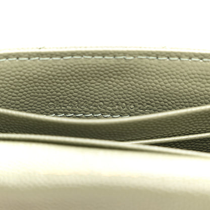Saint Laurent Grain De Poudre Matelasse Chevron Small Monogram Envelope Wallet Light Sage 7 of 8