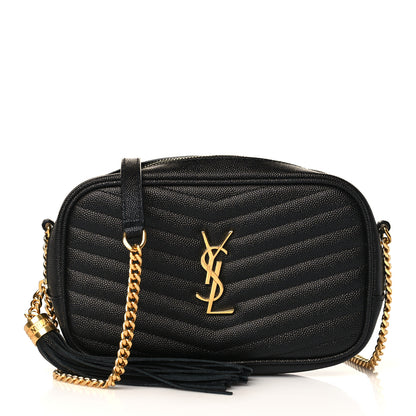 Saint Laurent Grain De Poudre Matelasse Monogram Mini Lou Camera Bag Black 1 of 9