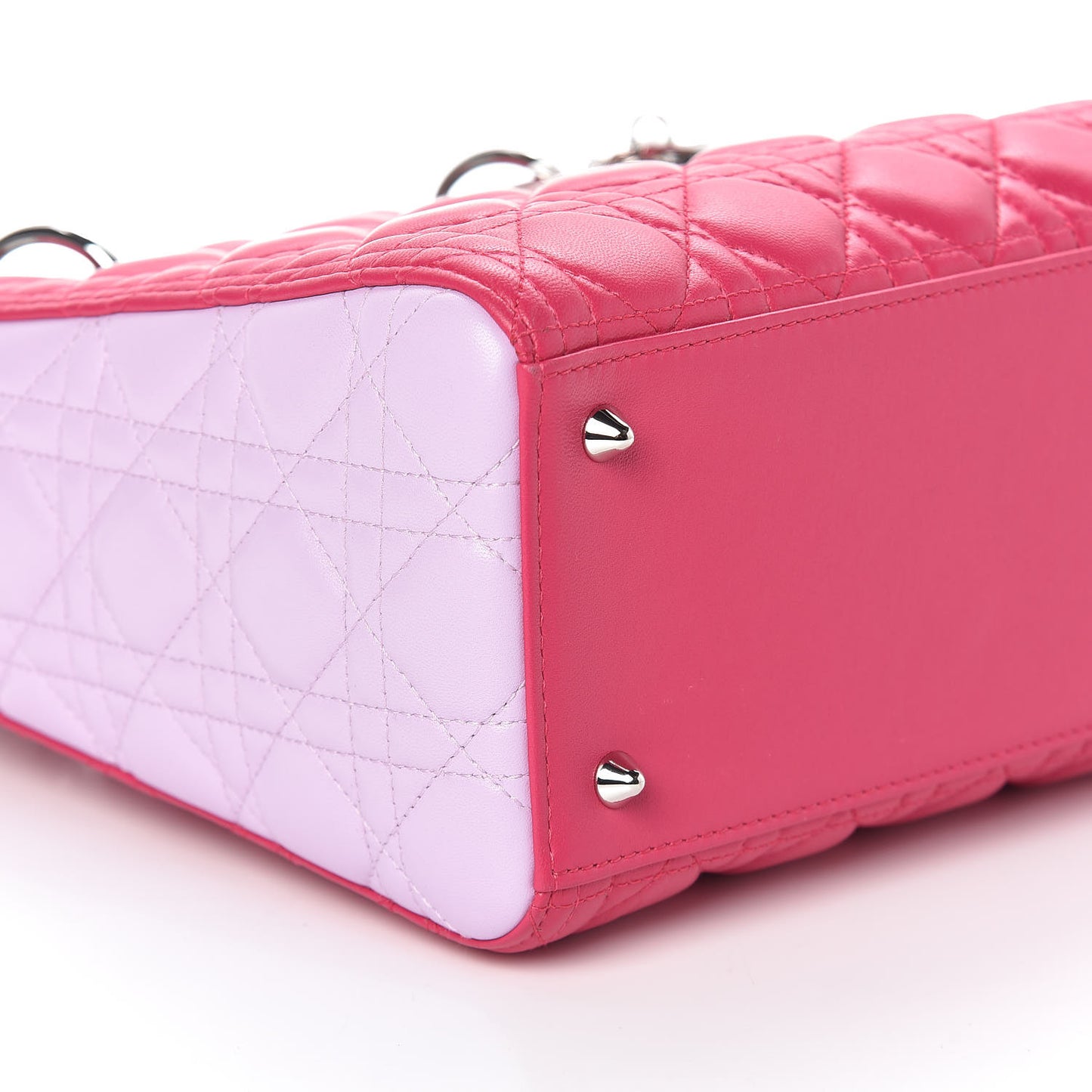 Lambskin Cannage Medium Tri-Color Lady Dior Fuchsia Anemone Black