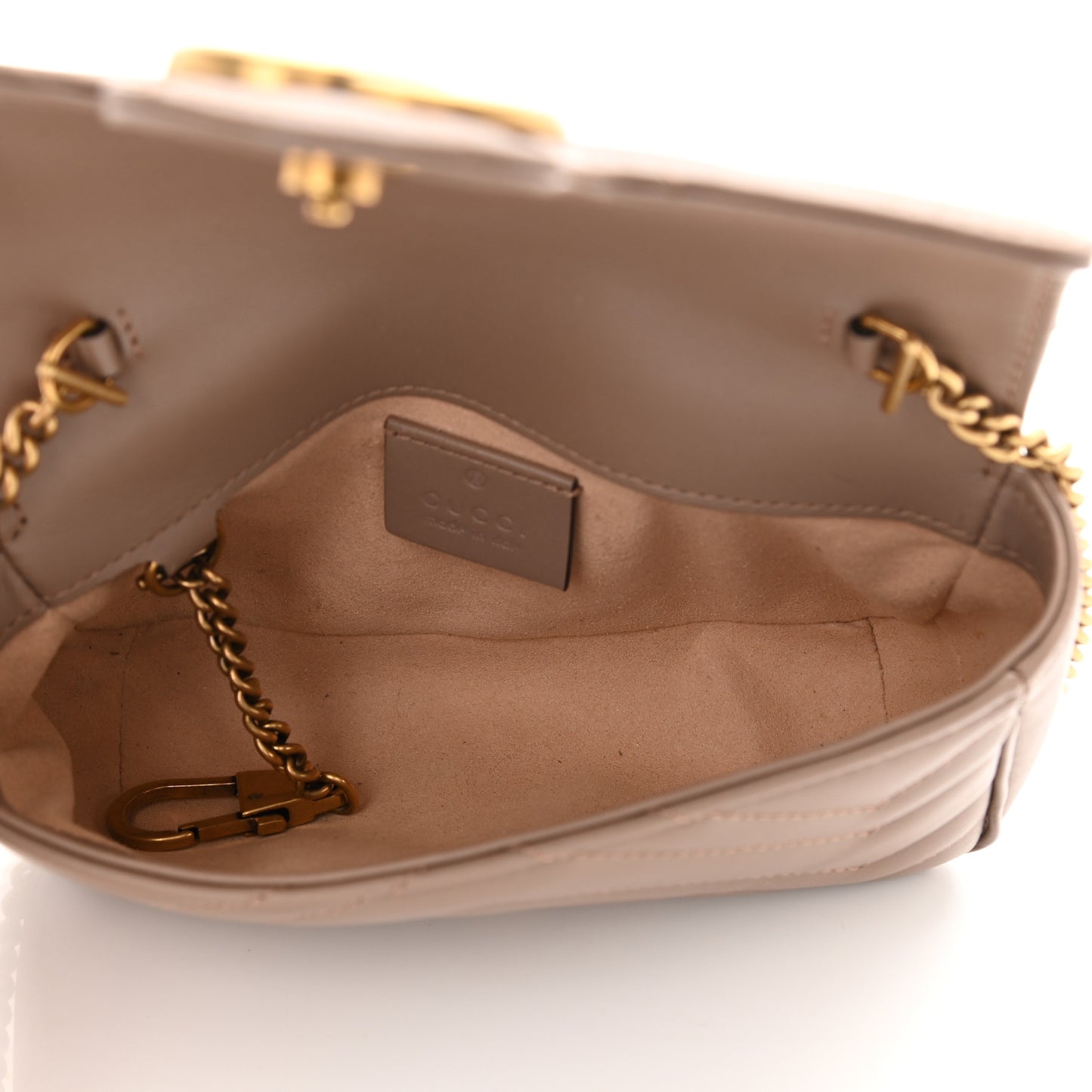 Calfskin Matelasse Super Mini GG Marmont Shoulder Bag Porcelain Rose