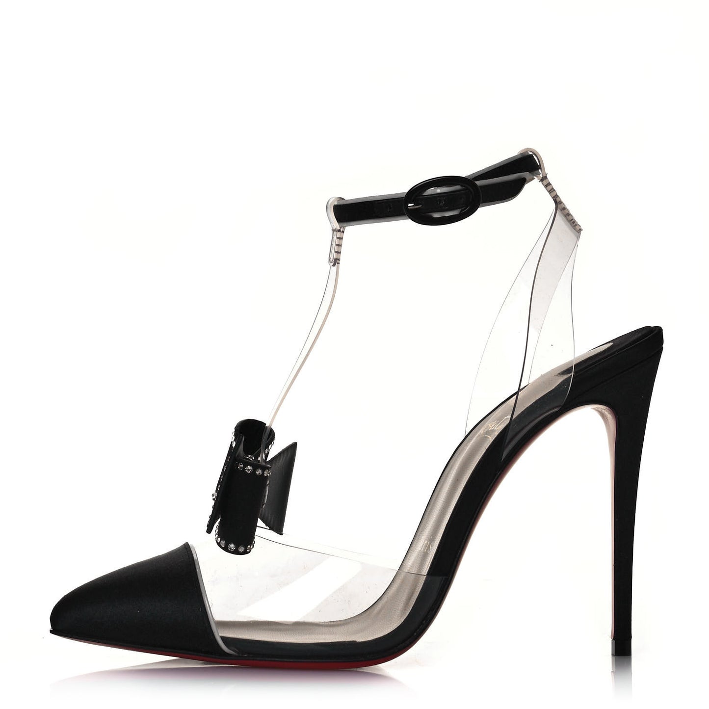 Satin Patent PVC Naked Bow 100 Pumps 37 Black