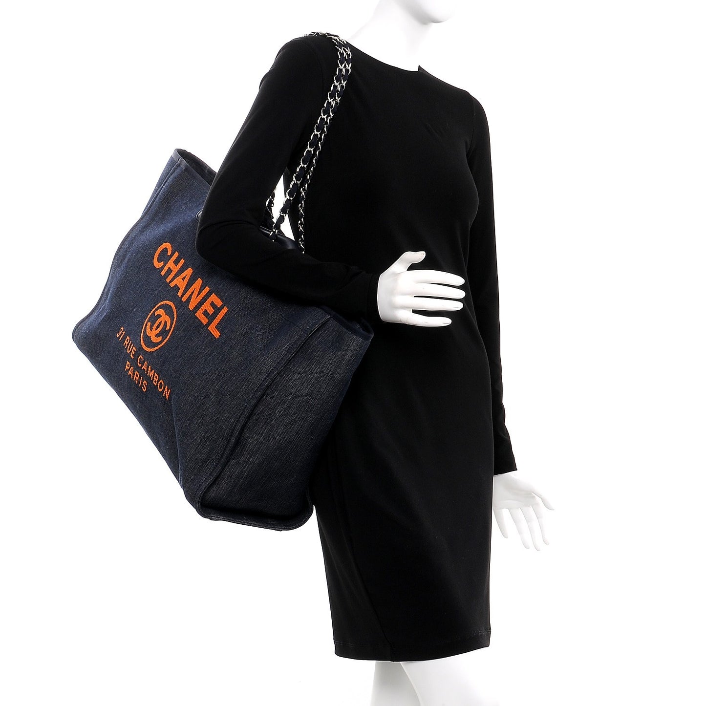 Canvas Large Deauville Tote Blue Orange