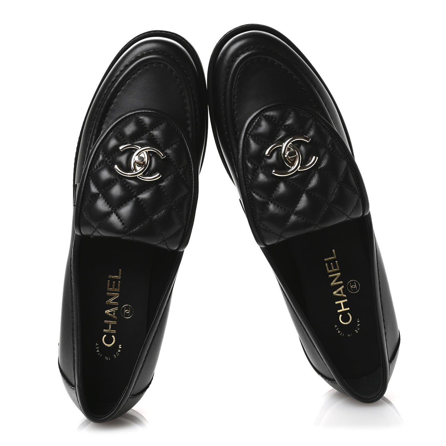 Lambskin Quilted CC Turnlock Loafers 41 Black