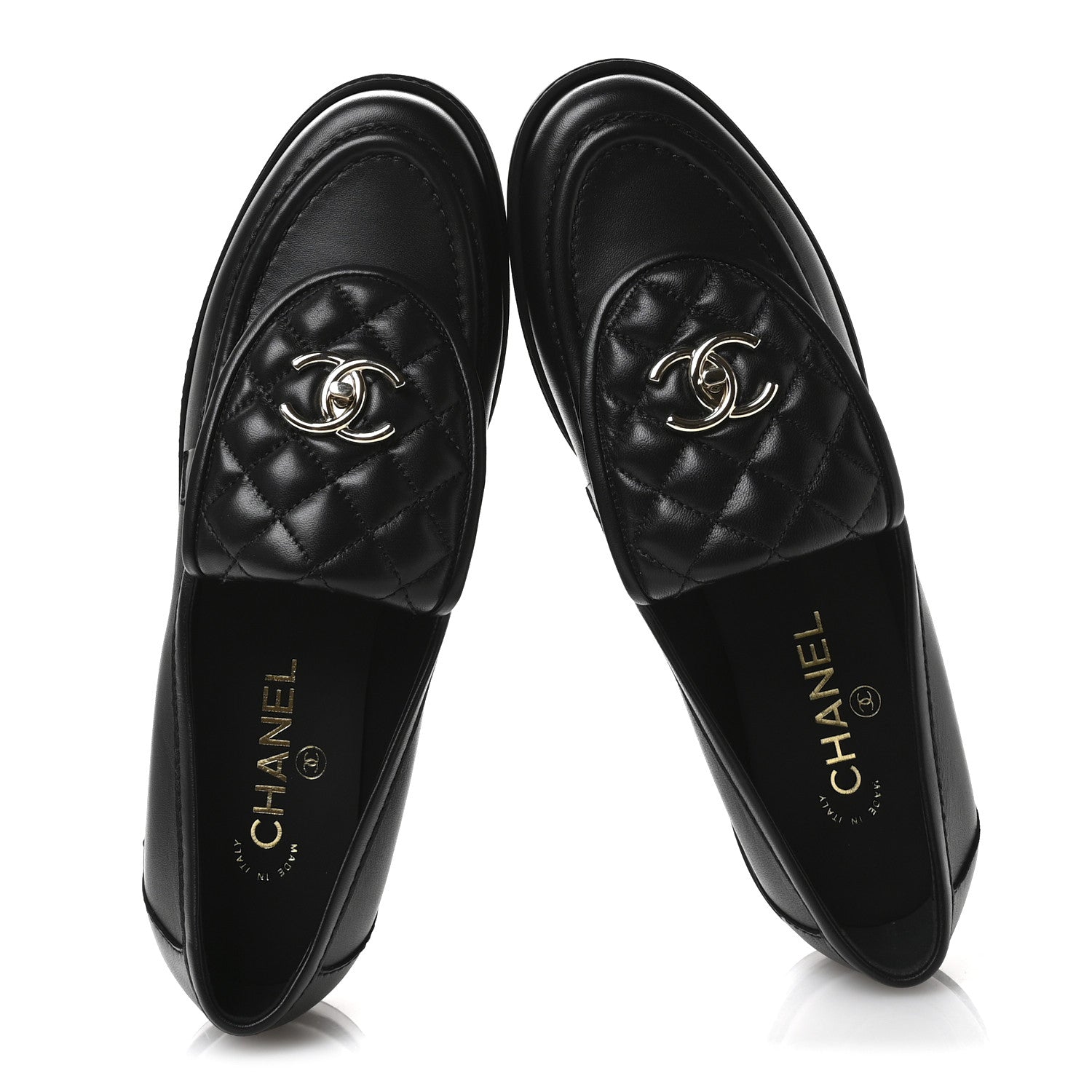 Chanel Lambskin Quilted CC Turnlock Loafers 41 Black 2 of 9