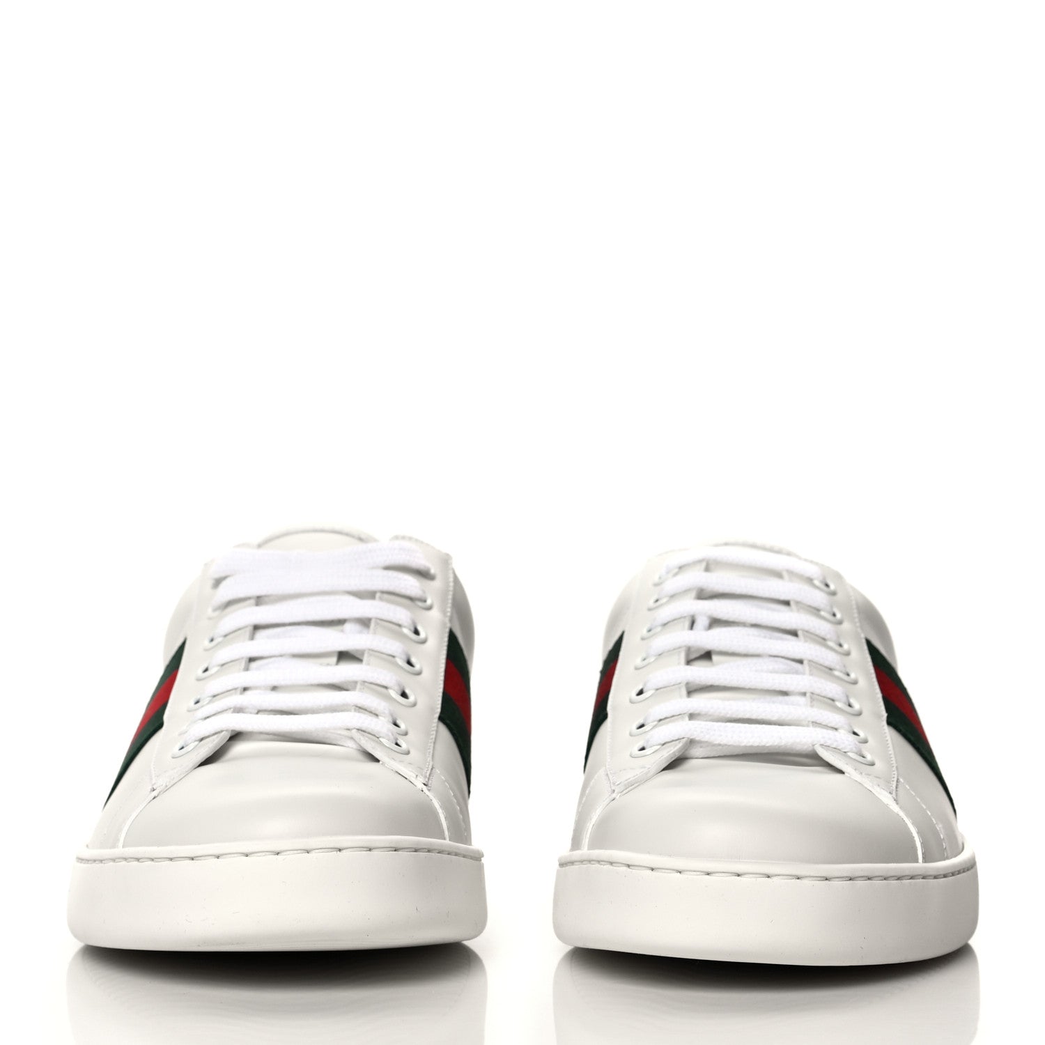 Gucci Calfskin Crocodile Web Mens Ace Sneakers 10 White Green 2 of 10