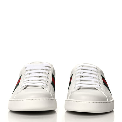 Gucci Calfskin Crocodile Web Mens Ace Sneakers 10 White Green 2 of 10