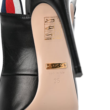 Gucci Malaga Kid Web Sylvie High Heel Slingback Pumps 36 Black 7 of 8