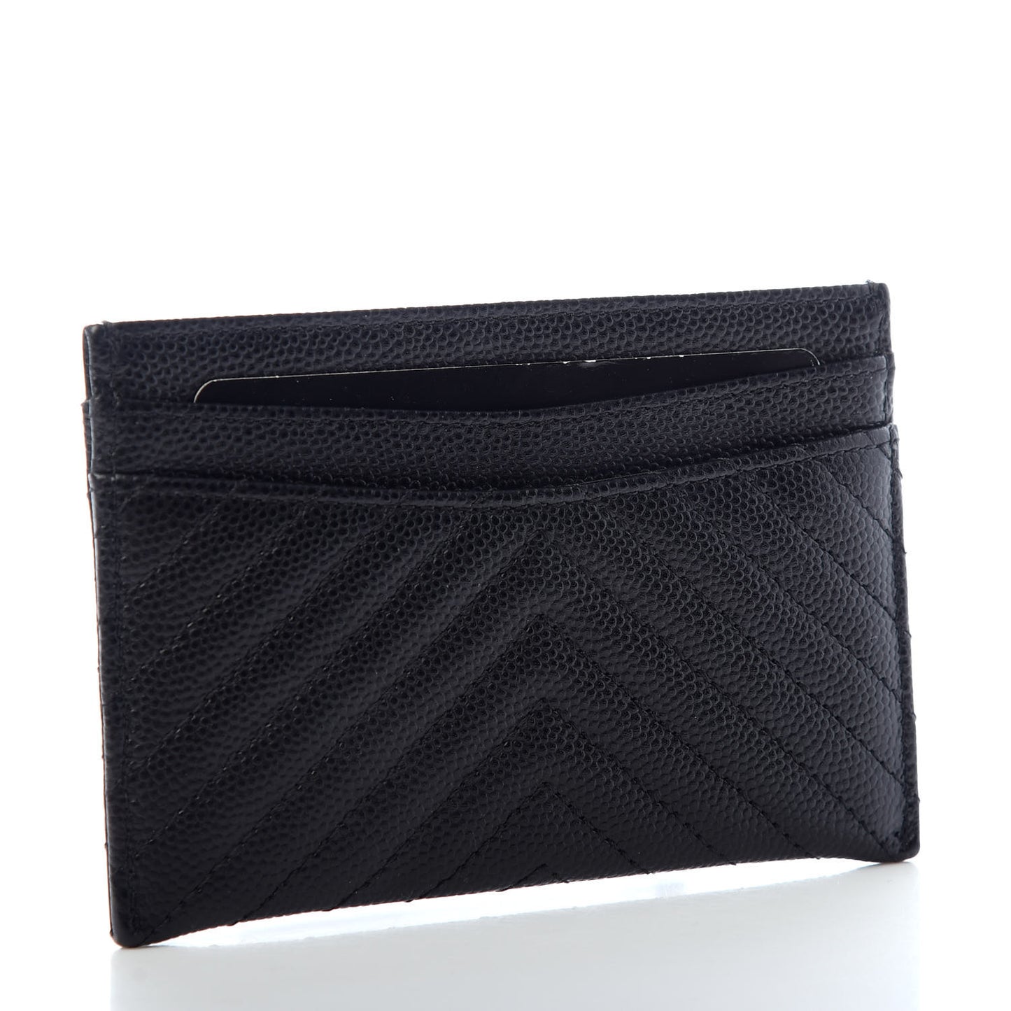 Caviar Chevron Quilted Card Holder Black