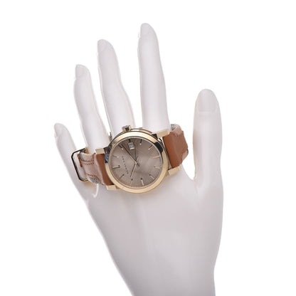 Burberry Stainless Steel Calfskin 34mm Haymarket Quartz Watch Gold BU9133 2 of 5