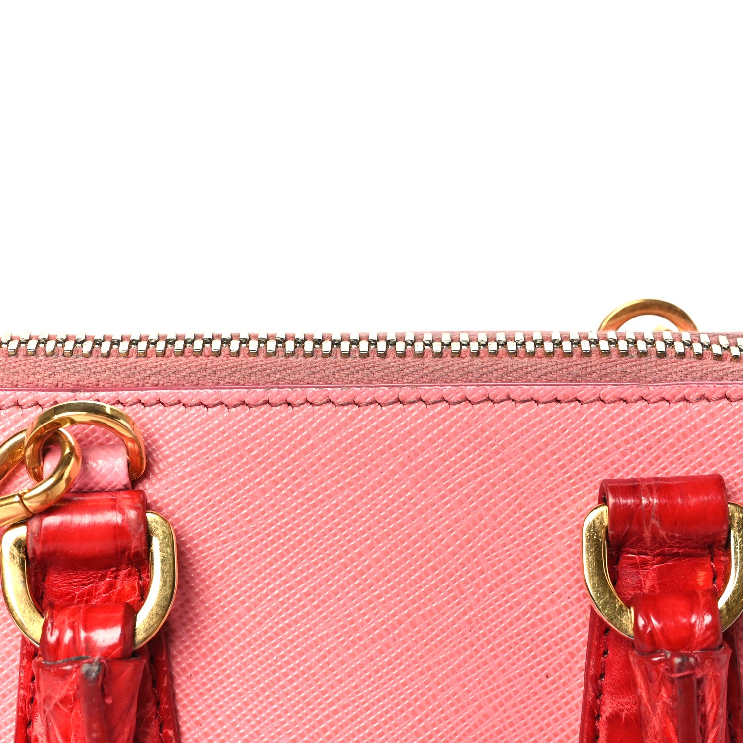 Prada Saffiano Lux Crocodile Mini Promenade Tote Fuoco Begonia 11 of 12