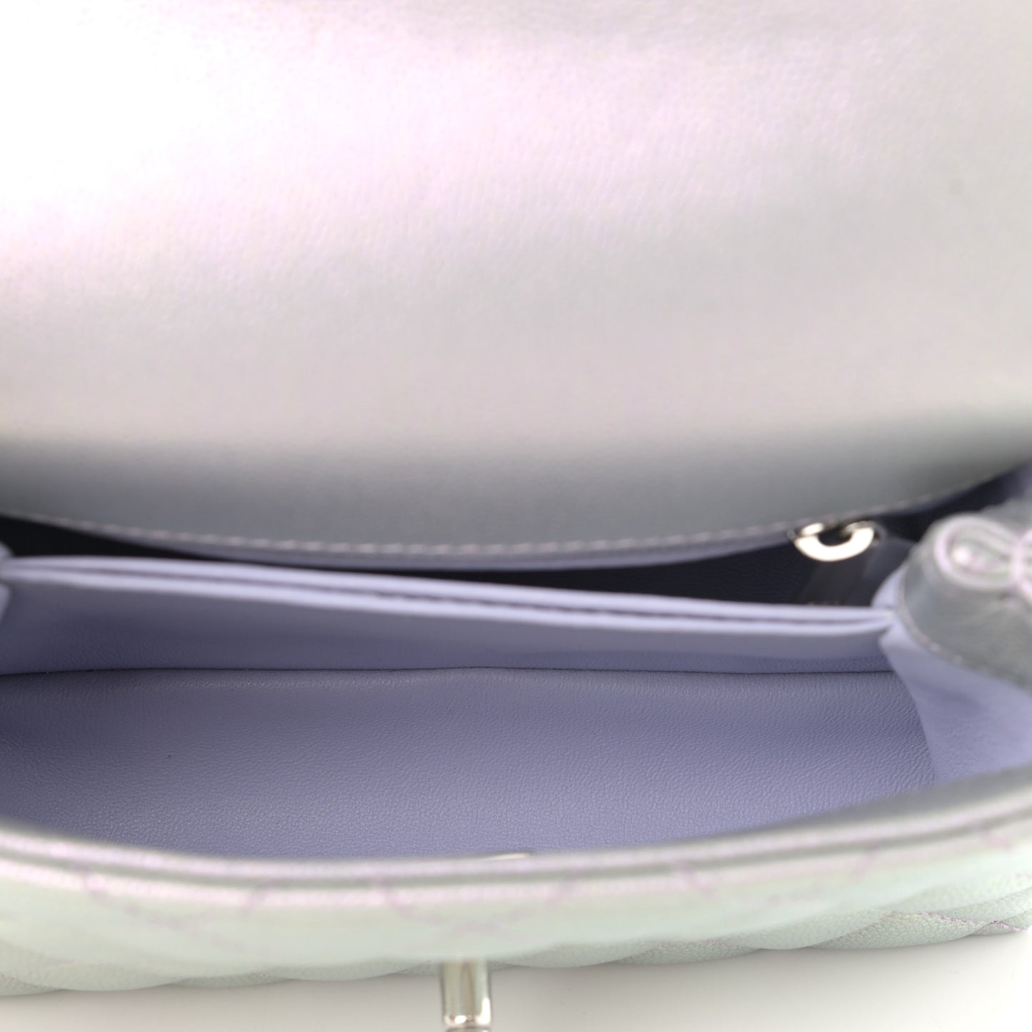 Iridescent Caviar Quilted Extra Mini Coco Handle Flap Purple