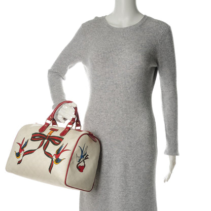 Gucci Coated Canvas Monogram Medium Tattoo Birds Joy Boston Off White Red 2 of 8