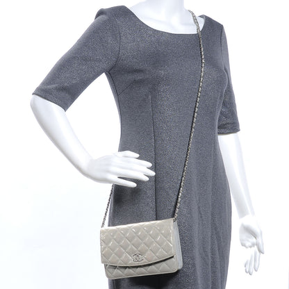 Chanel Patent Quilted Brilliant Wallet On Chain WOC Silver 2 of 9
