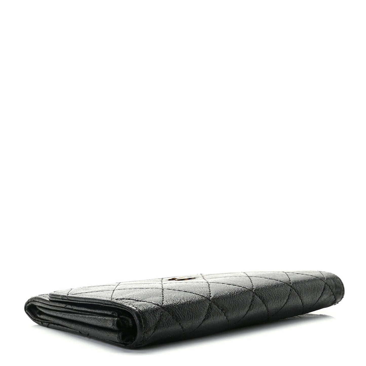 Calfskin Quilted Flap Wallet Black