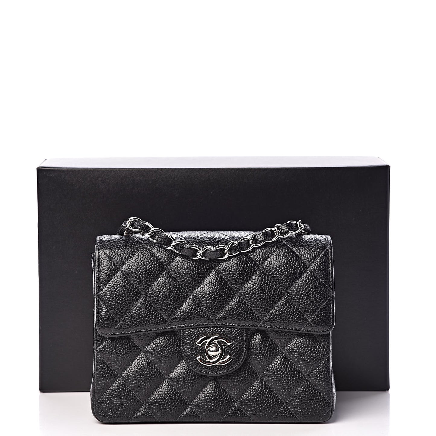 Caviar Quilted Mini Square Flap Black