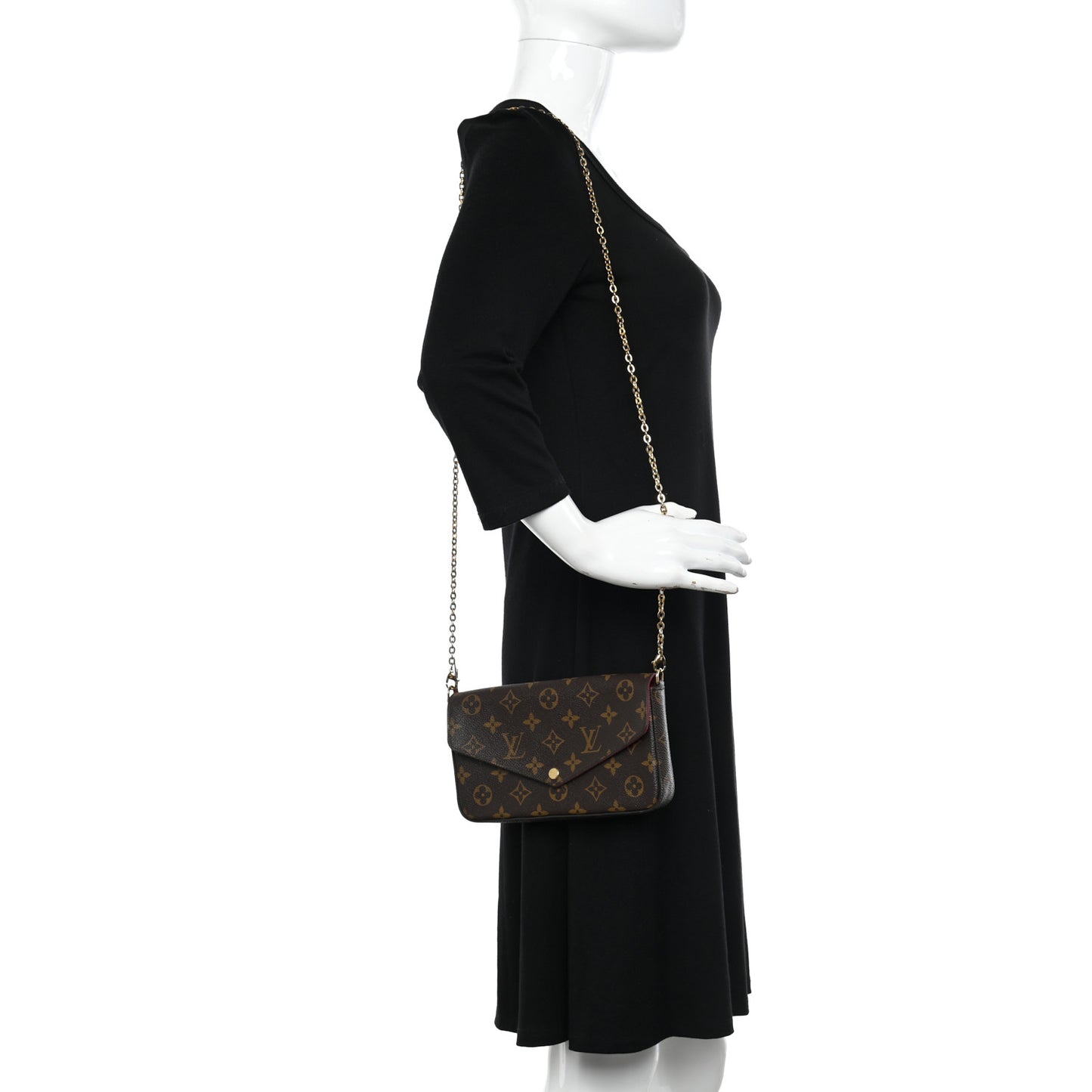 Monogram Pochette Felicie Chain Wallet Fuchsia