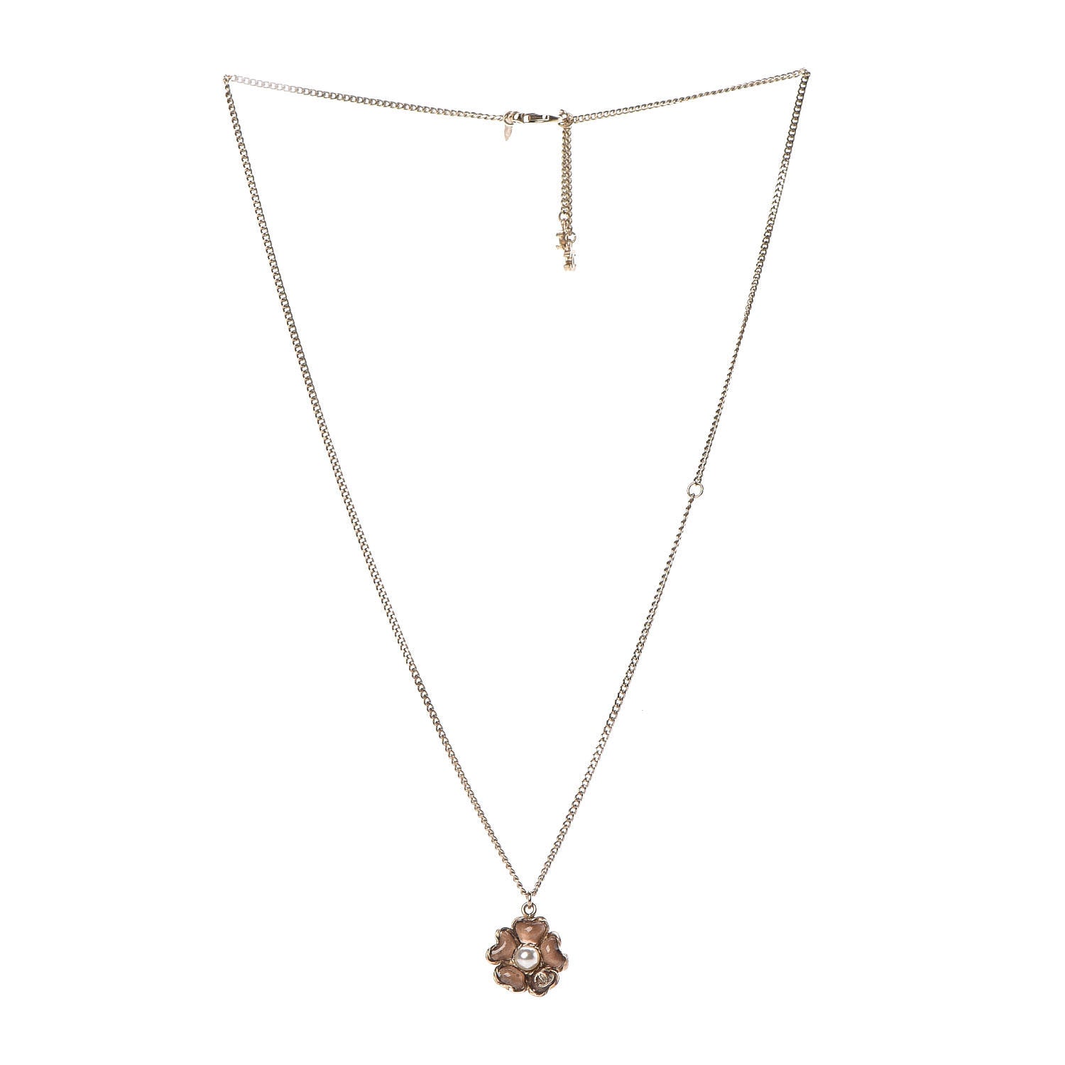 Chanel Pearl Flower CC Pendant Necklace Gold 3 of 5