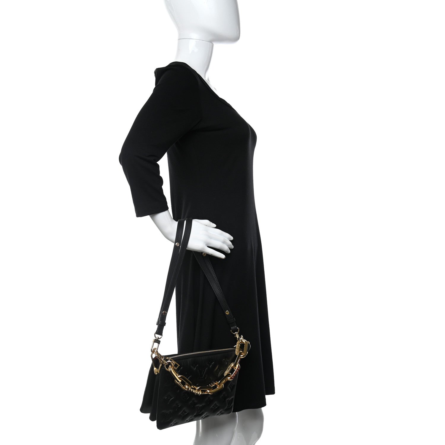 Louis Vuitton Lambskin Embossed Monogram Coussin BB Black 2 of 9