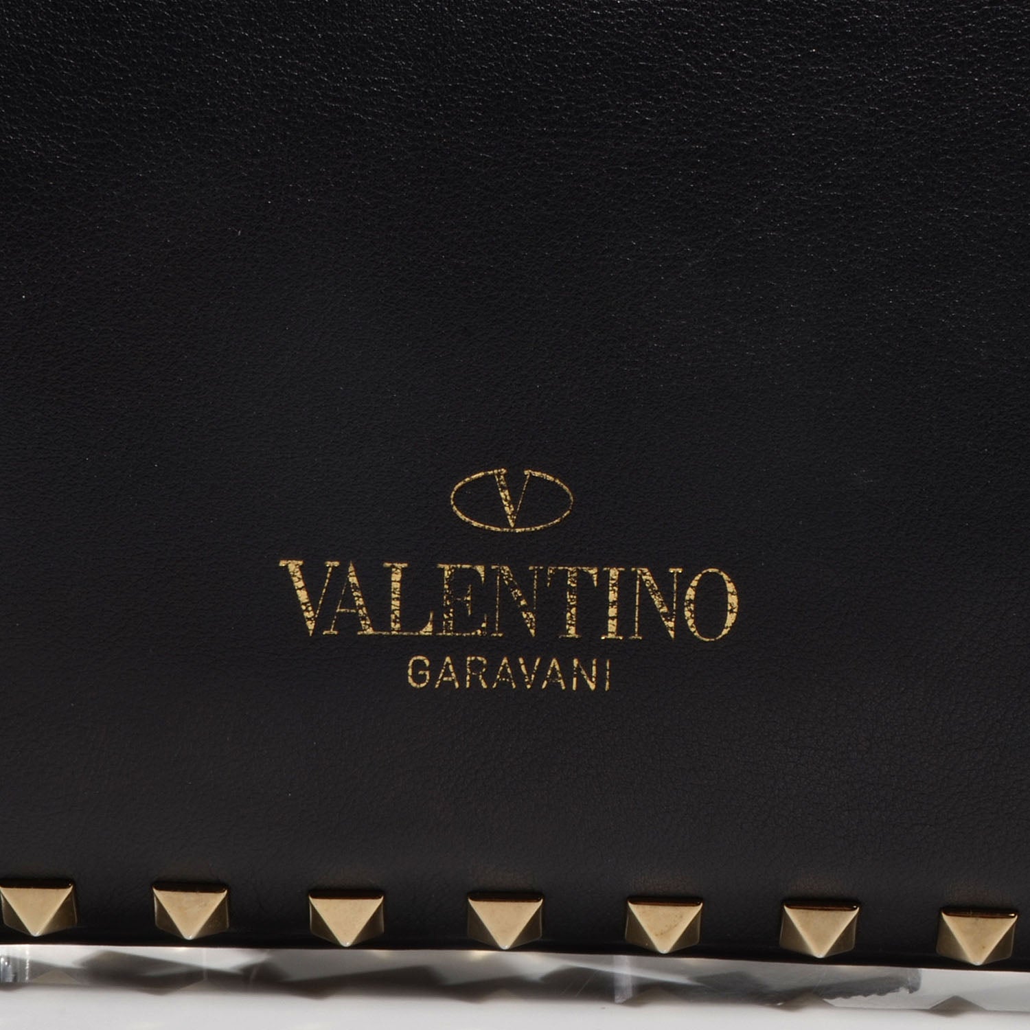Valentino Garavani Vitello Large Rockstud Zip Wristlet Pouch Black 8 of 8
