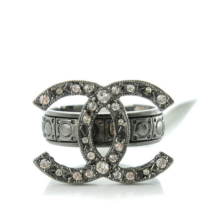 Chanel Ruthenium Crystal CC Ring 52 6.5 1 of 5