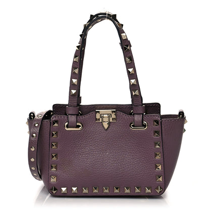Valentino Garavani Grained Calfskin Micro Rockstud Tote Dark Mauve 1 of 10