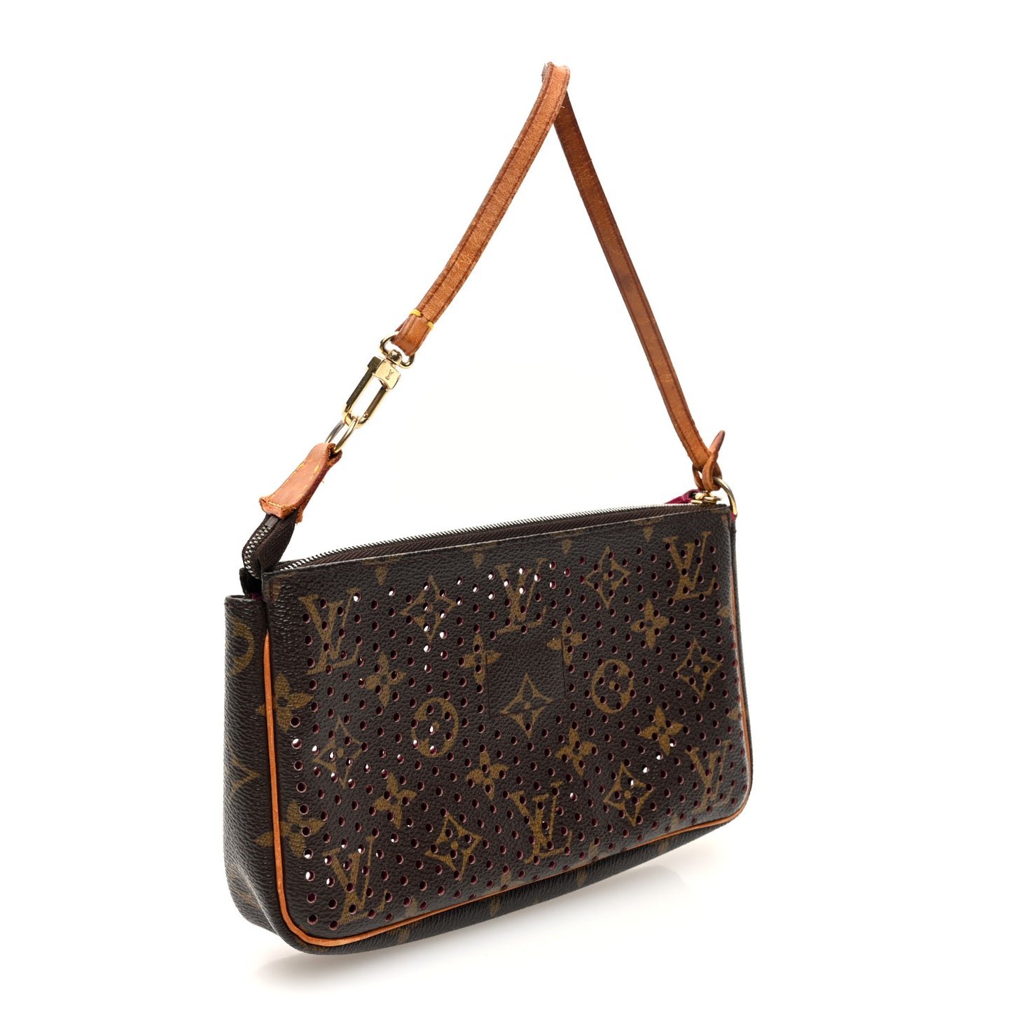 Monogram Perforated Pochette Accessories Bag Fuchsia