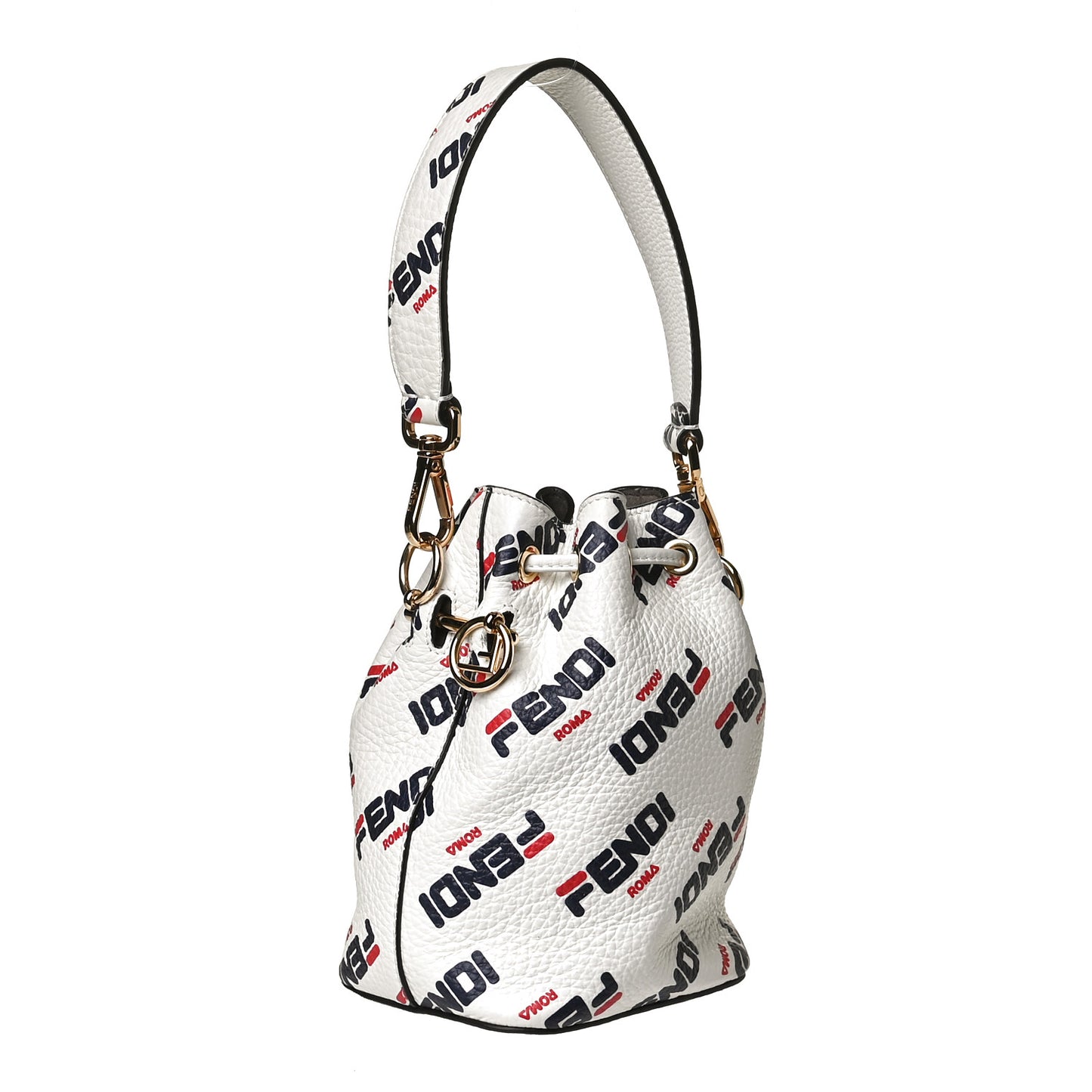 X FILA Vitello F is Fendi Mania Mini Mon Tresor Bucket Bag White