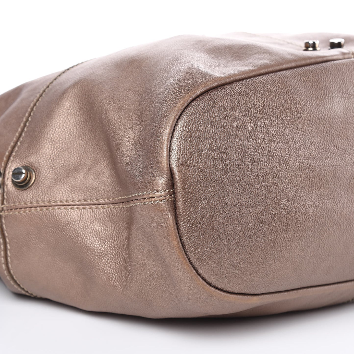 Metallic Calfskin Studded Medium Nightingale Brown